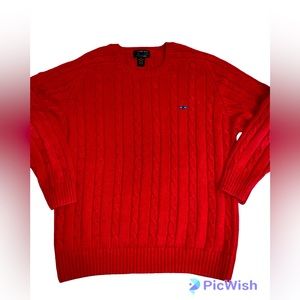Vintage 90s Alexander Julian Hunter Red Cable Knit Crew Neck Sweater, XL
